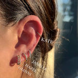 0.30 TCW Round Shape Moissanite Huggies Earrings in Gold 6