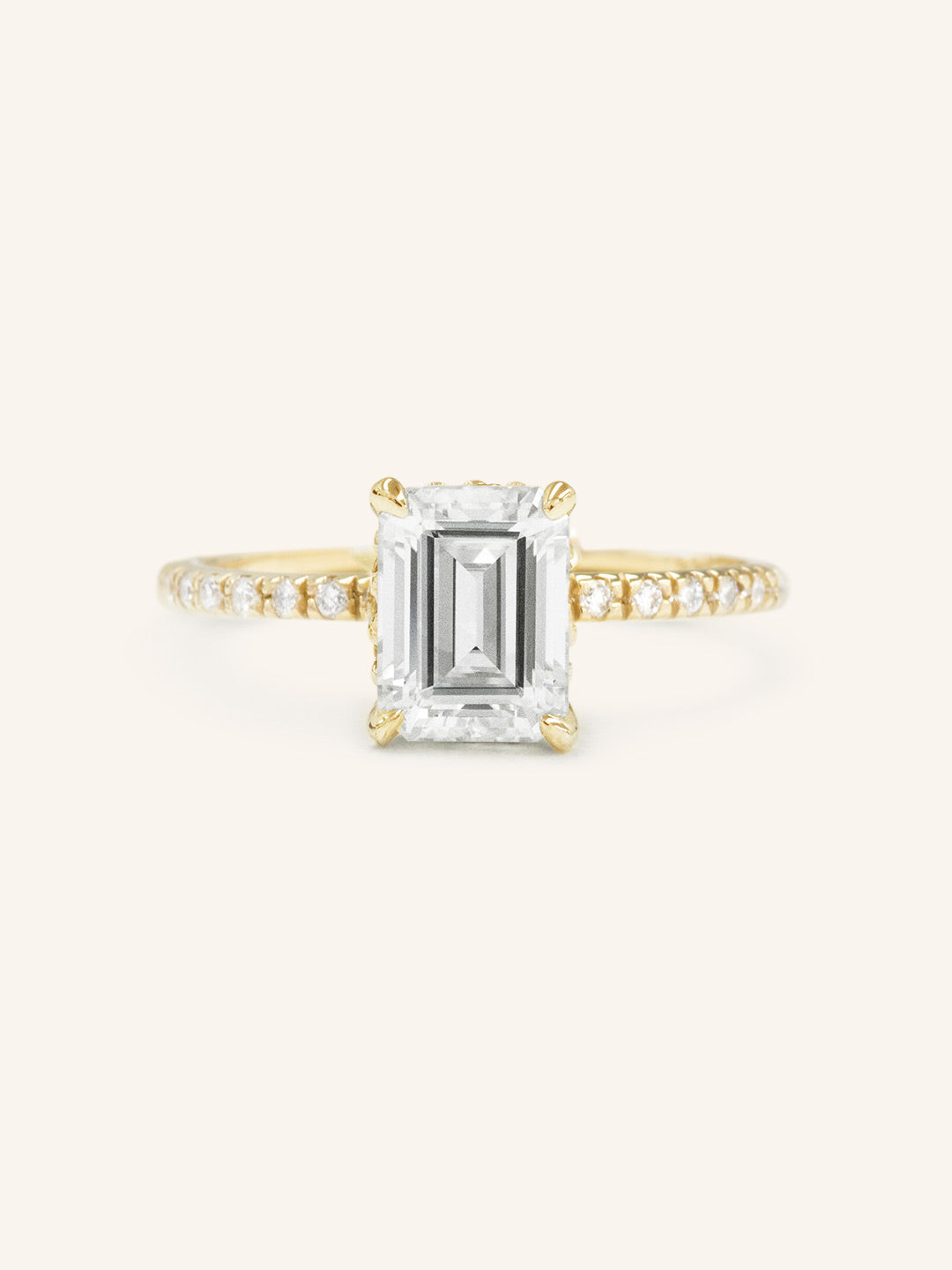 Stunning 2 CT Emerald Moissanite Engagement Ring with Hidden Halo Design 1