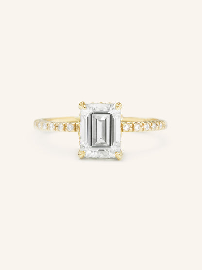 Stunning 2 CT Emerald Moissanite Engagement Ring with Hidden Halo Design 1