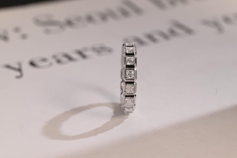 Stunning 0.4 TCW Princess Moissanite Stones Full Eternity Wedding Band 7