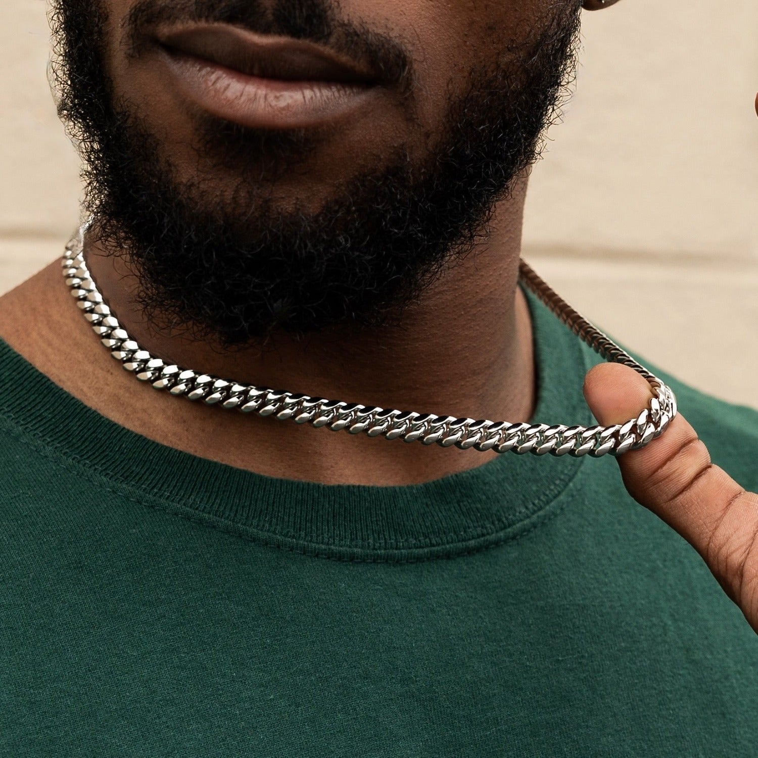 Polished Finish Cuban Silver Necklace For Him 3