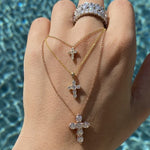 0.50 TCW Round Cut Moissanite Diamond Cross Pendant Necklace in Solid Gold 8