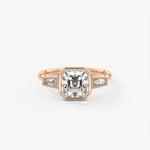 Asscher Three Stone Lab Grown Diamond Engagement Ring