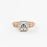 Asscher Three Stone Lab Grown Diamond Engagement Ring