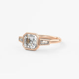 Asscher Three Stone Lab Grown Diamond Engagement Ring