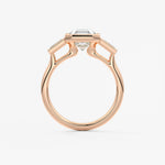 Asscher Three Stone Lab Grown Diamond Engagement Ring