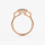 Asscher Three Stone Lab Grown Diamond Engagement Ring