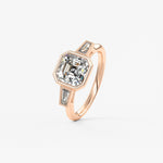 Asscher Three Stone Lab Grown Diamond Engagement Ring