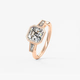 Asscher Three Stone Lab Grown Diamond Engagement Ring