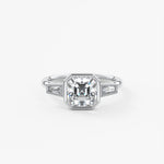 Asscher Three Stone Lab Grown Diamond Engagement Ring