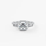 Asscher Three Stone Lab Grown Diamond Engagement Ring