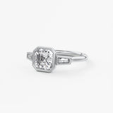 Asscher Three Stone Lab Grown Diamond Engagement Ring