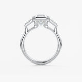 Asscher Three Stone Lab Grown Diamond Engagement Ring