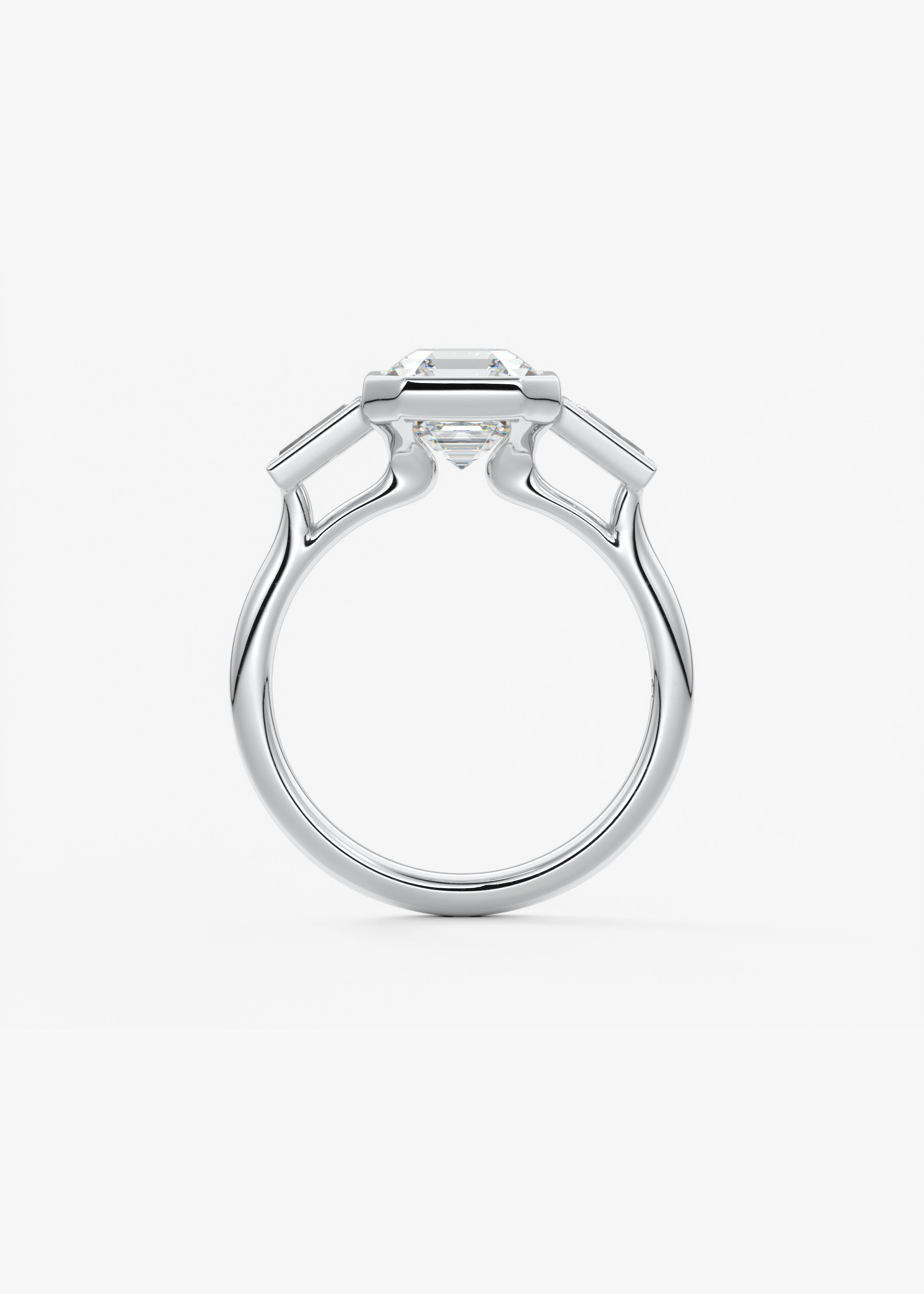 Asscher Three Stone Lab Grown Diamond Engagement Ring