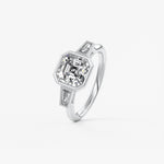 Asscher Three Stone Lab Grown Diamond Engagement Ring