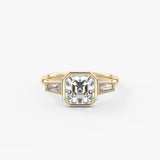 Asscher Three Stone Lab Grown Diamond Engagement Ring
