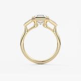 Asscher Three Stone Lab Grown Diamond Engagement Ring