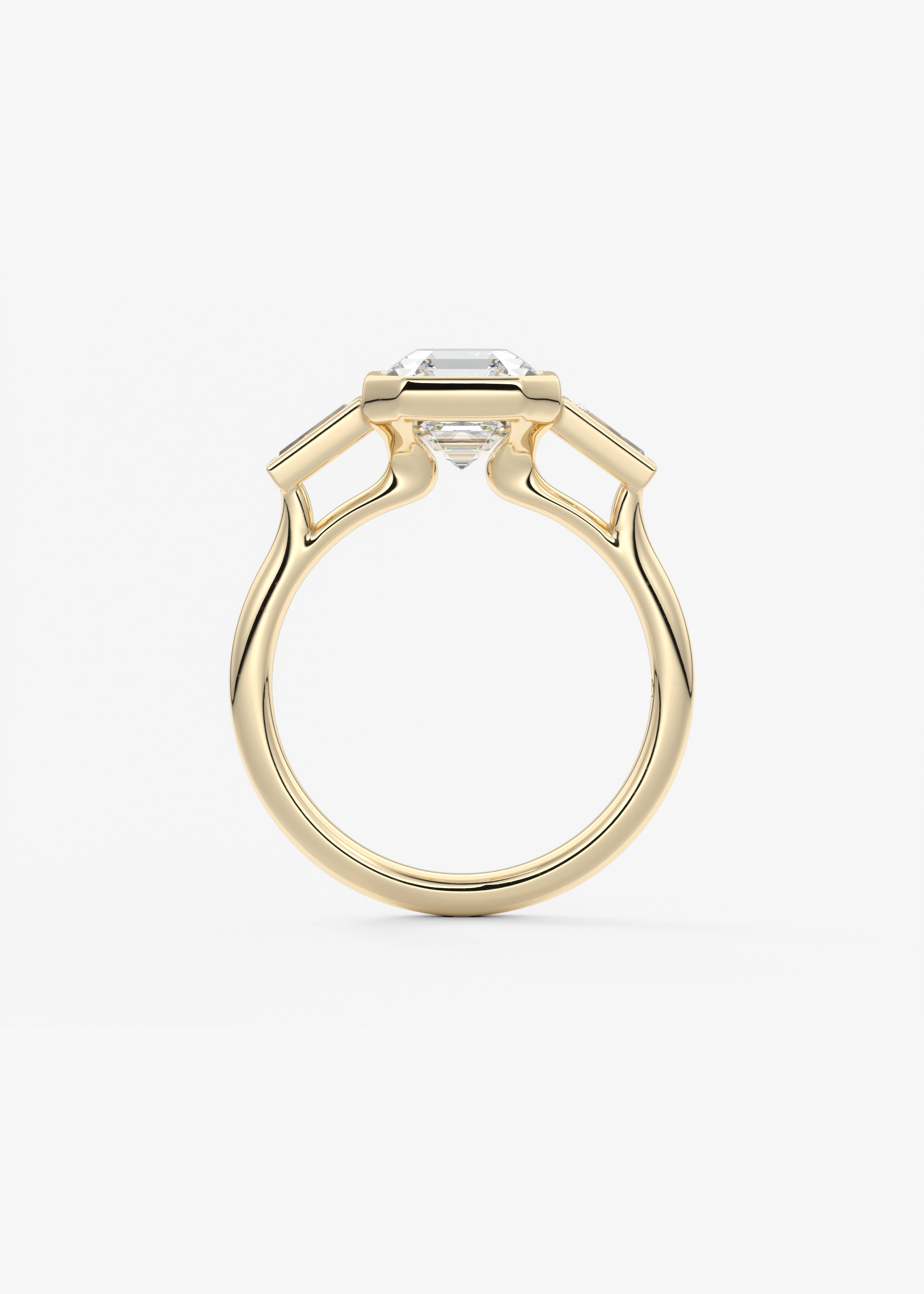 Asscher Three Stone Lab Grown Diamond Engagement Ring