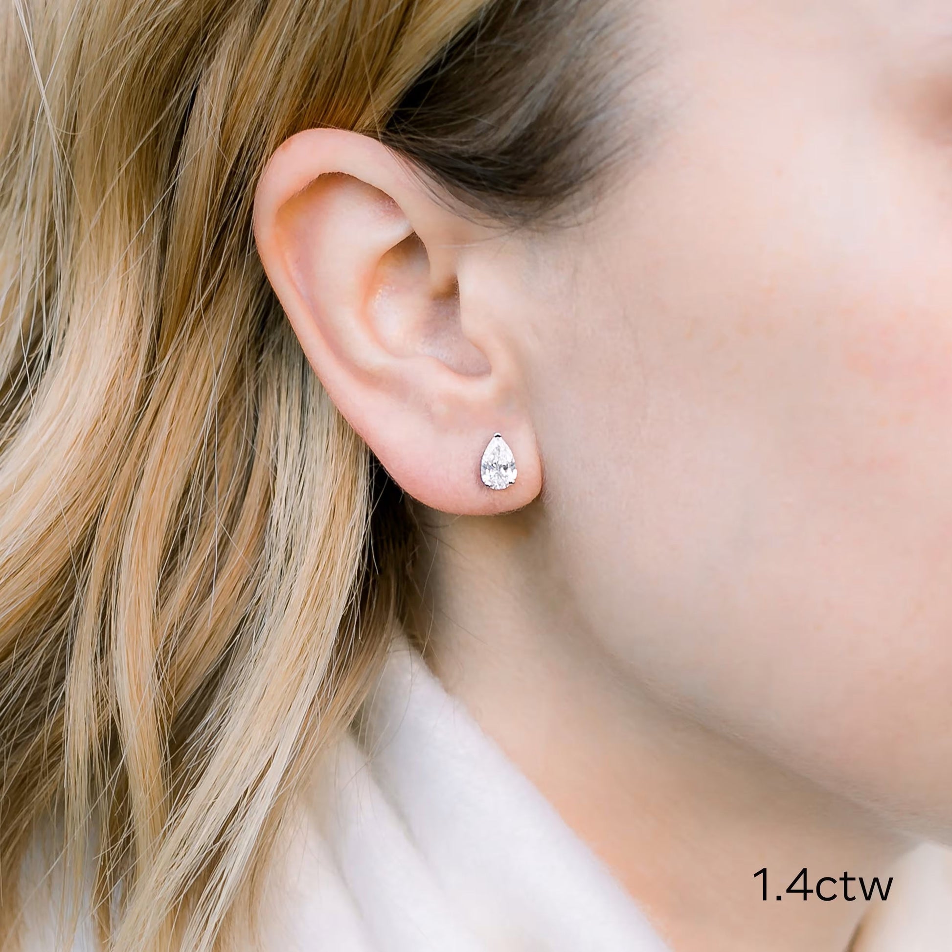 1.50 TCW Pear Shape Moissanite Stud Earrings in Gold 3