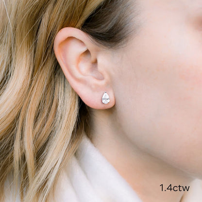 1.50 TCW Pear Shape Moissanite Stud Earrings in Gold 3