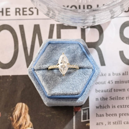 Stunning 3.0 CT Marquise Cut Moissanite Engagement Ring with Pave Design 5