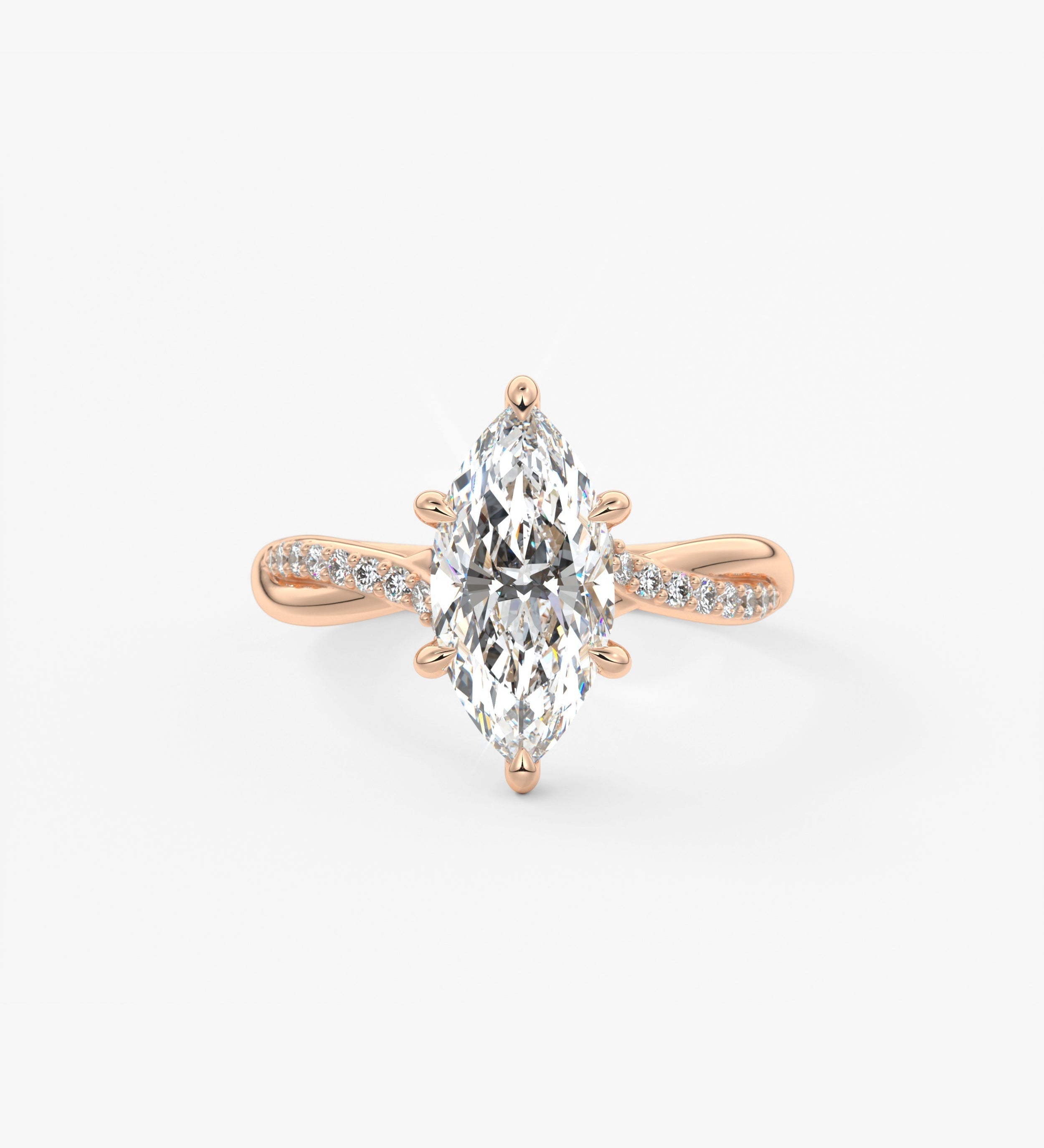 Marquise Twisted Pave Lab Grown Diamond Engagement Ring
