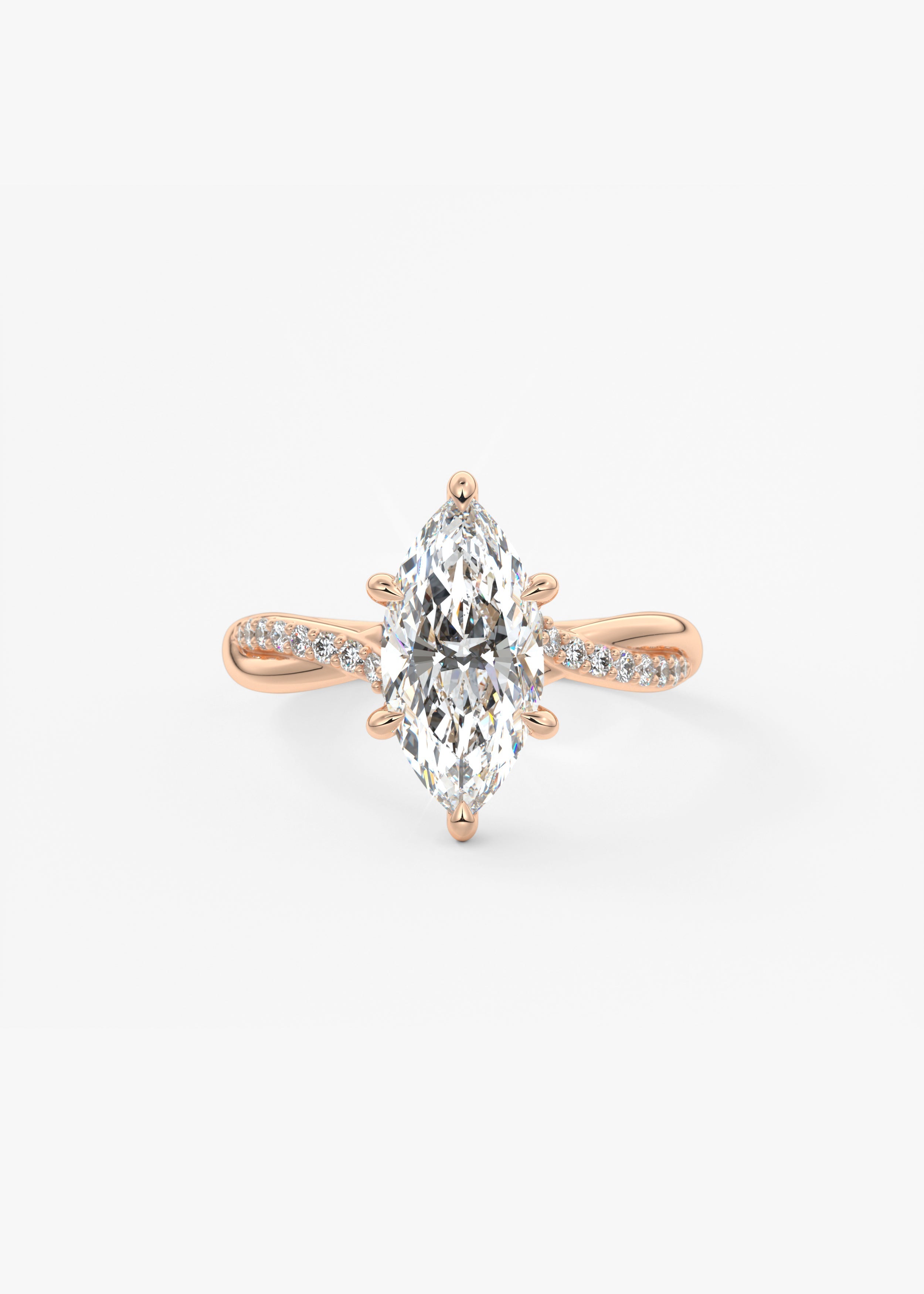 Marquise Twisted Pave Lab Grown Diamond Engagement Ring