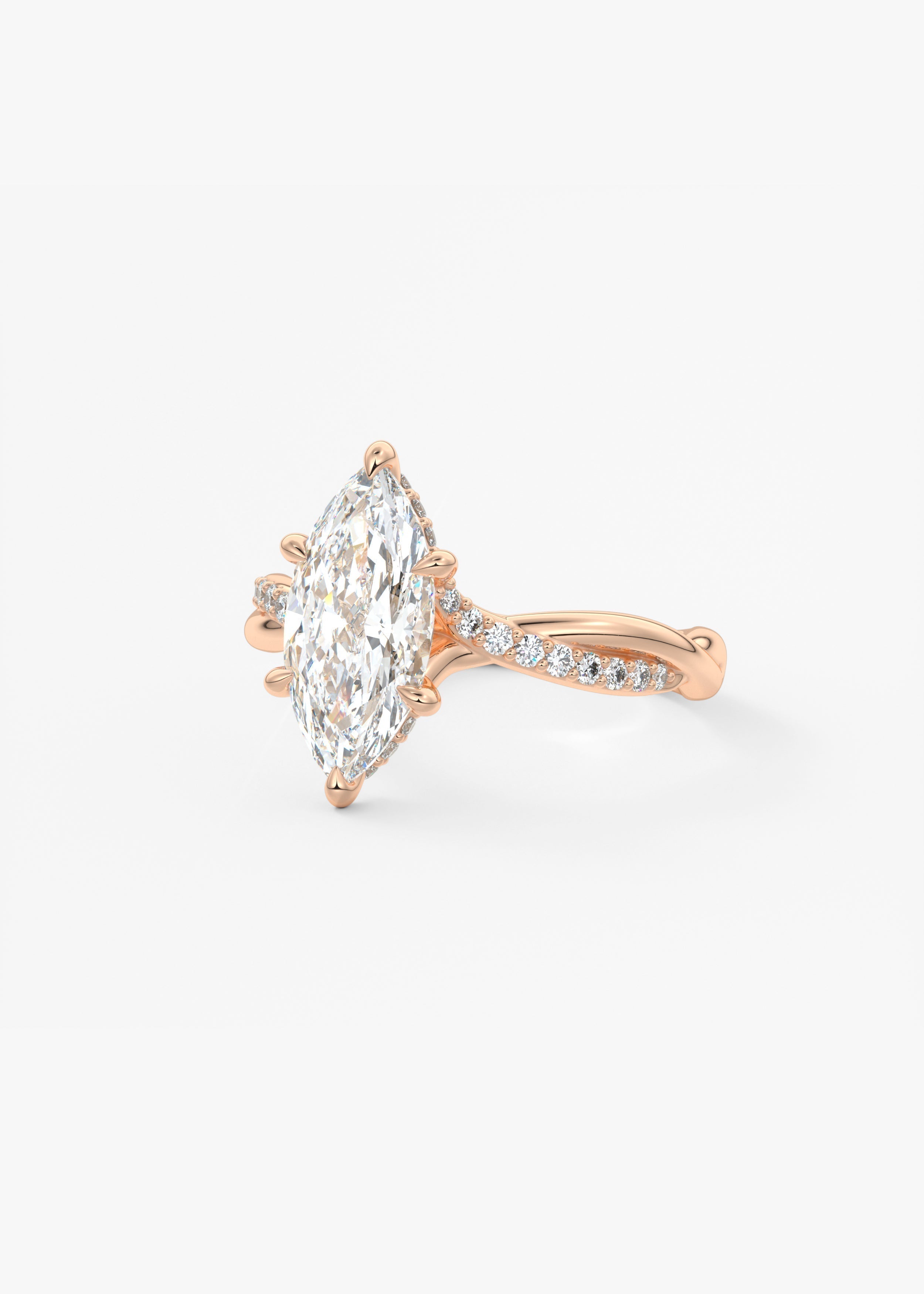 Marquise Twisted Pave Lab Grown Diamond Engagement Ring