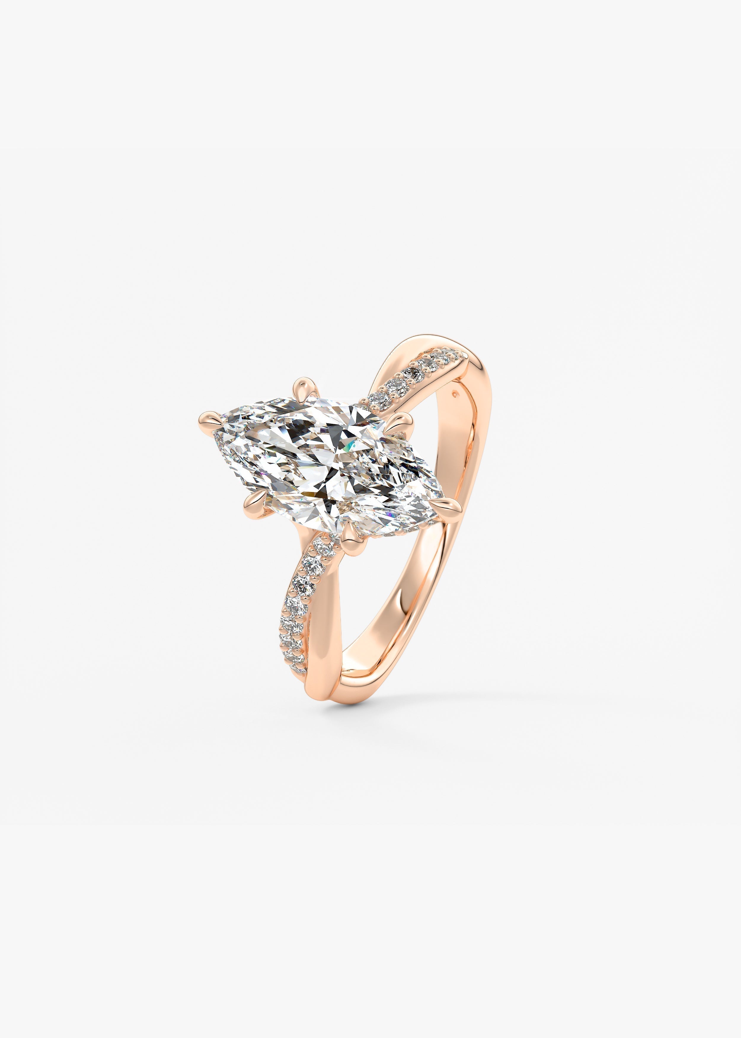 Marquise Twisted Pave Lab Grown Diamond Engagement Ring