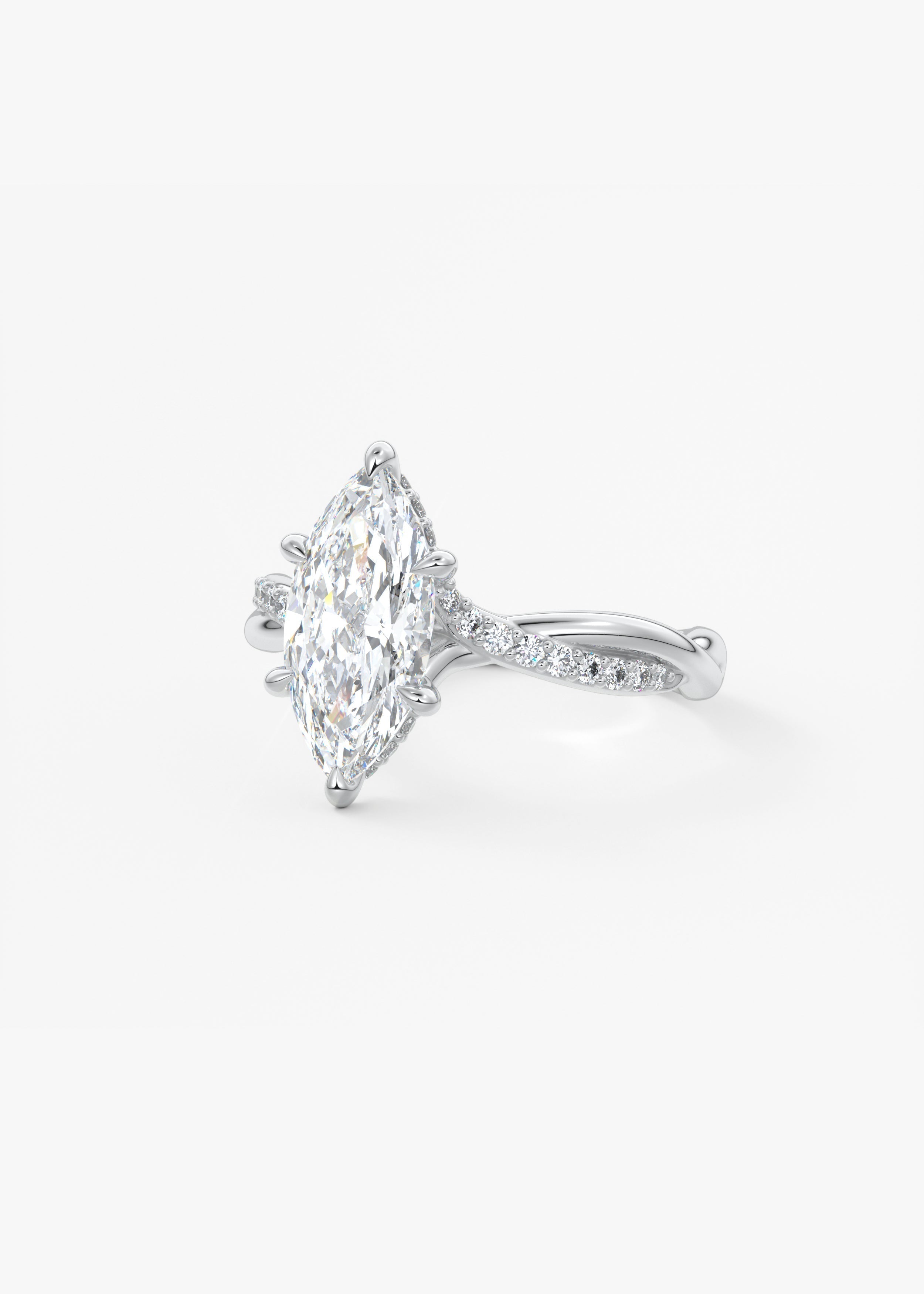 Marquise Twisted Pave Lab Grown Diamond Engagement Ring
