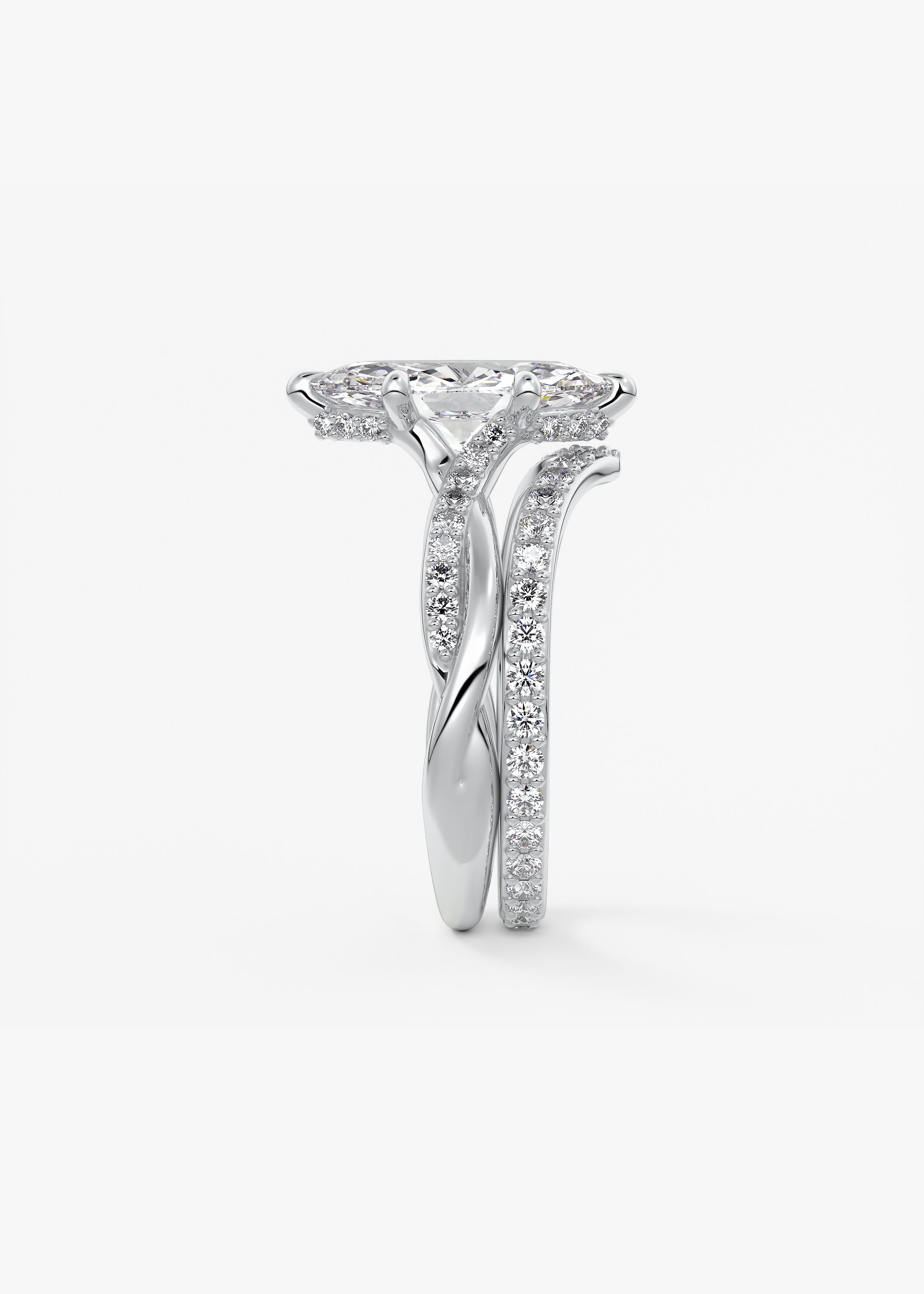 Marquise Twisted Pave Lab Grown Diamond Engagement Ring
