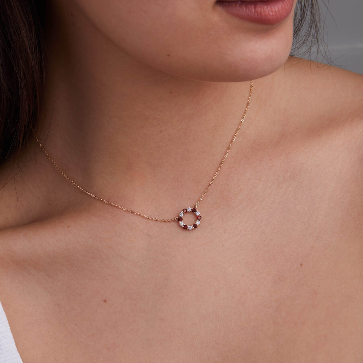 1.5 TCW Round Garnet Lab Made Diamond- January Birthstone Necklace 7