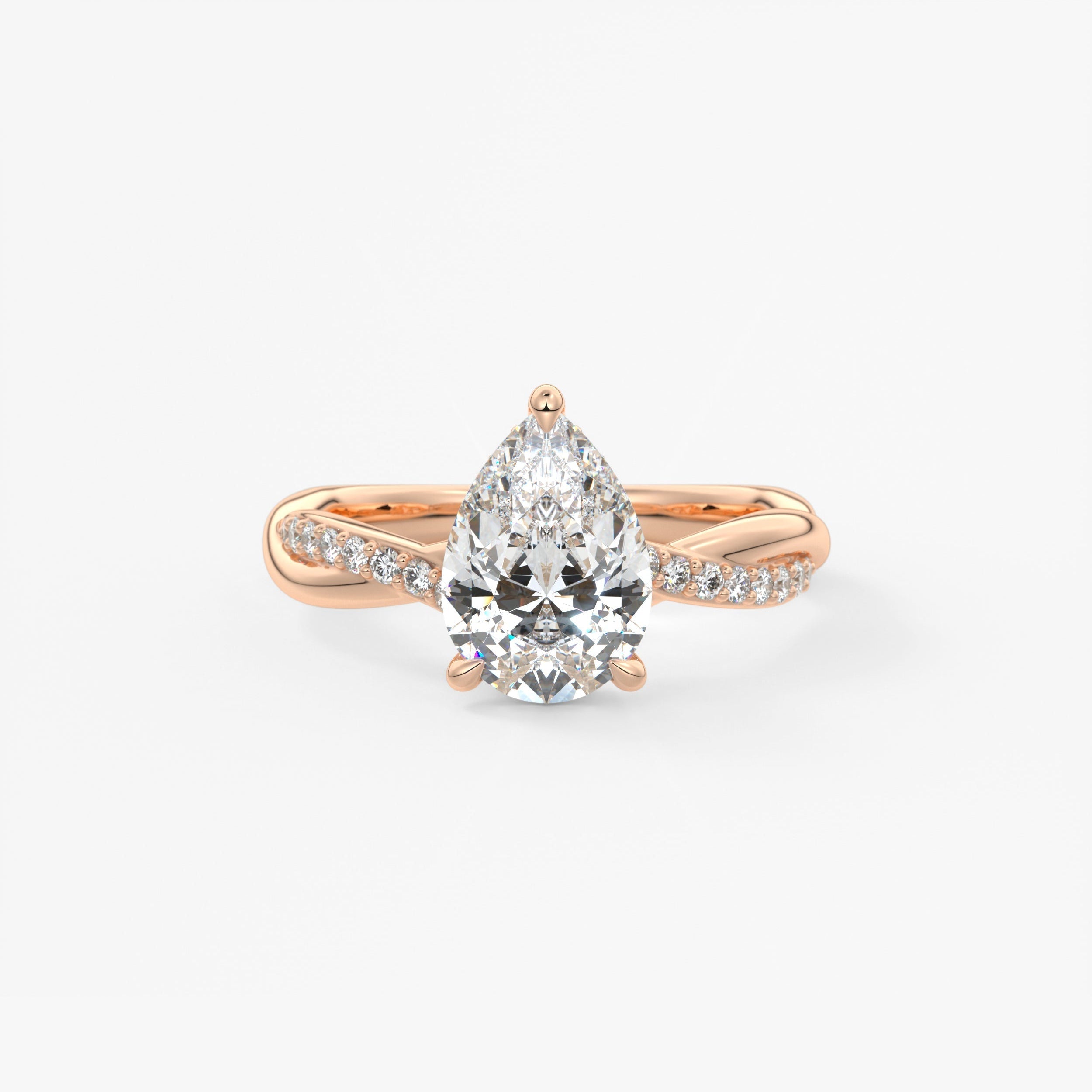 Pear Twisted Pave Lab Grown Diamond Engagement Ring