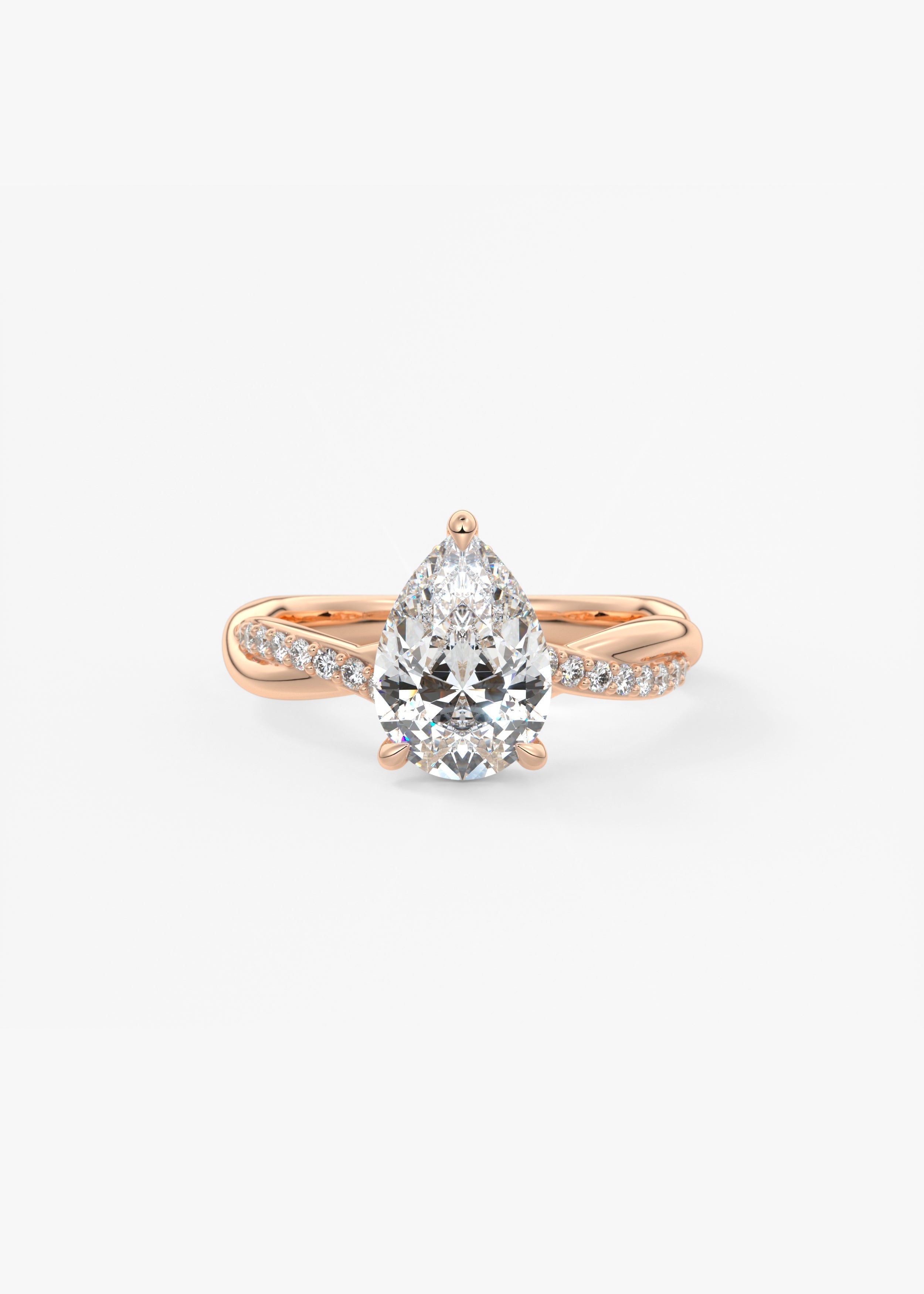 Pear Twisted Pave Lab Grown Diamond Engagement Ring