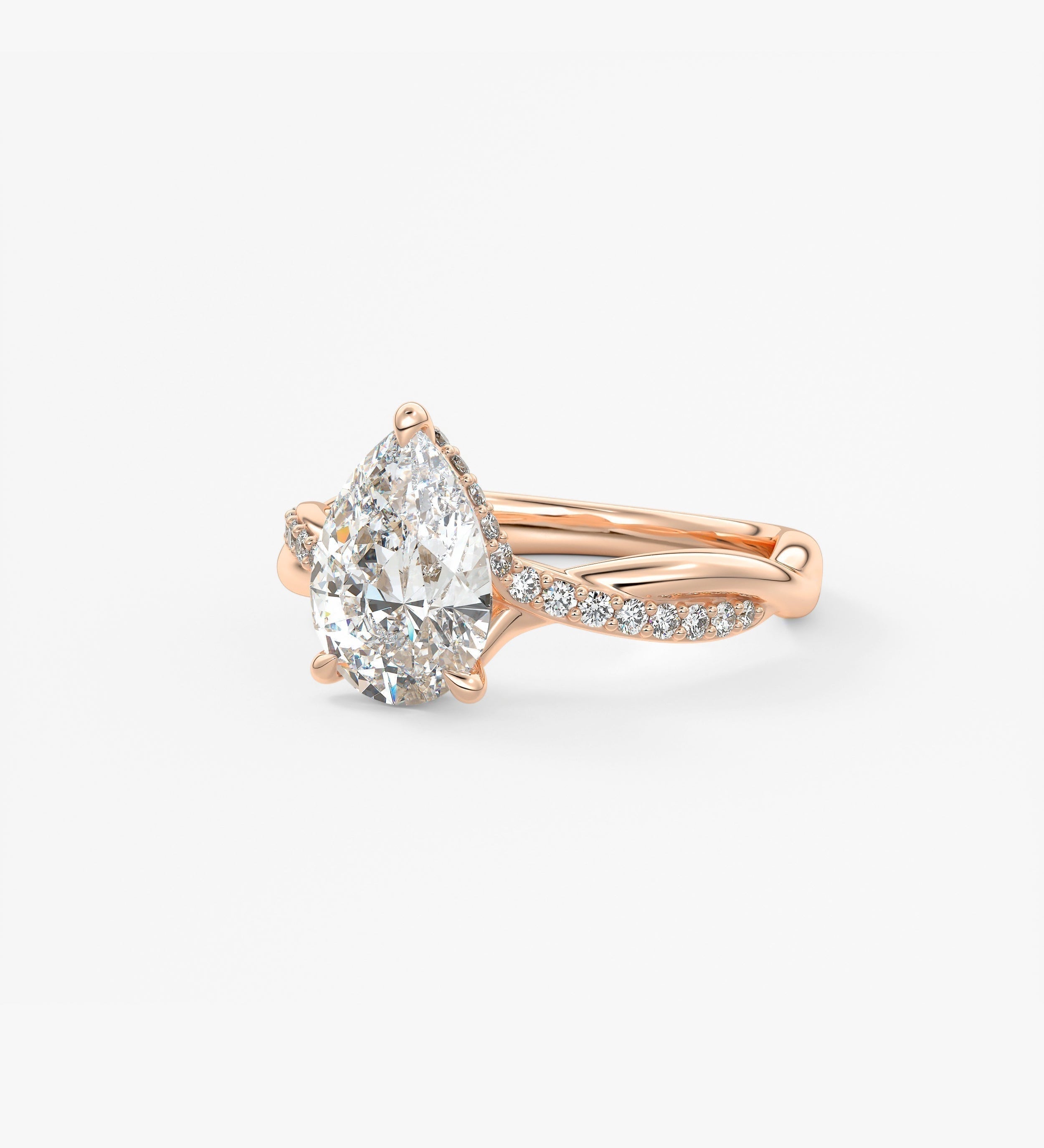 Pear Twisted Pave Lab Grown Diamond Engagement Ring