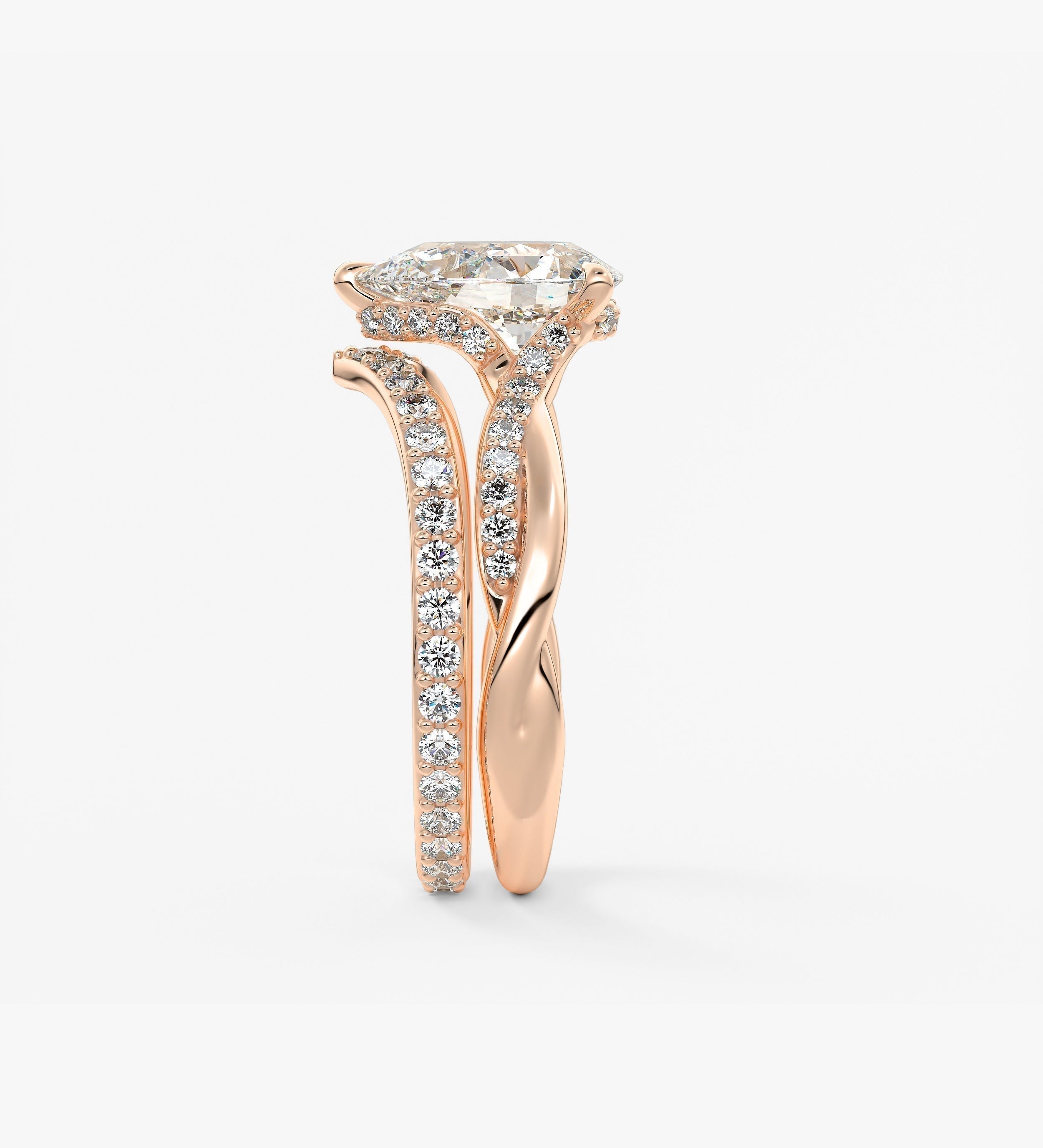Pear Twisted Pave Lab Grown Diamond Engagement Ring