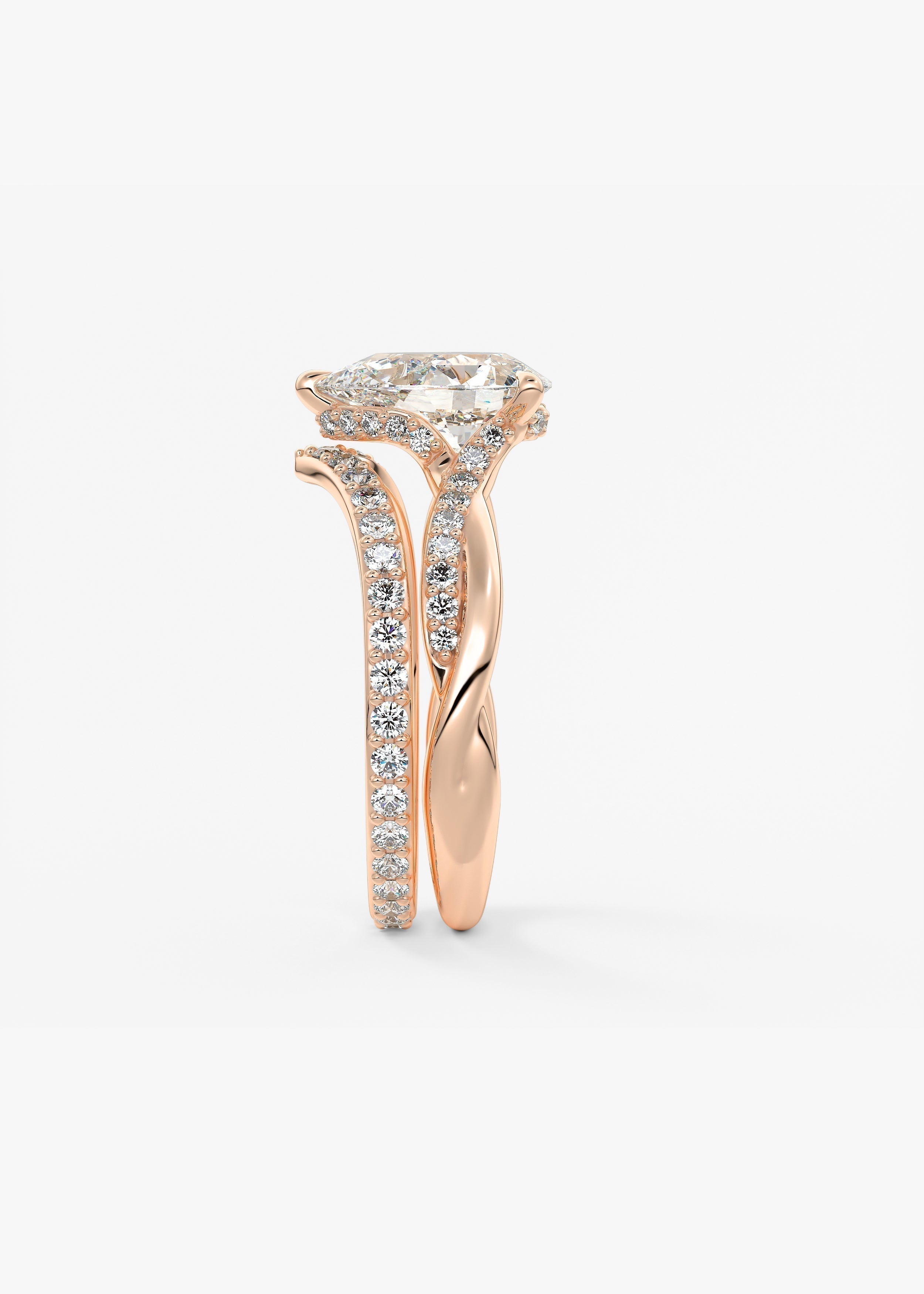 Pear Twisted Pave Lab Grown Diamond Engagement Ring