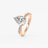 Pear Twisted Pave Lab Grown Diamond Engagement Ring