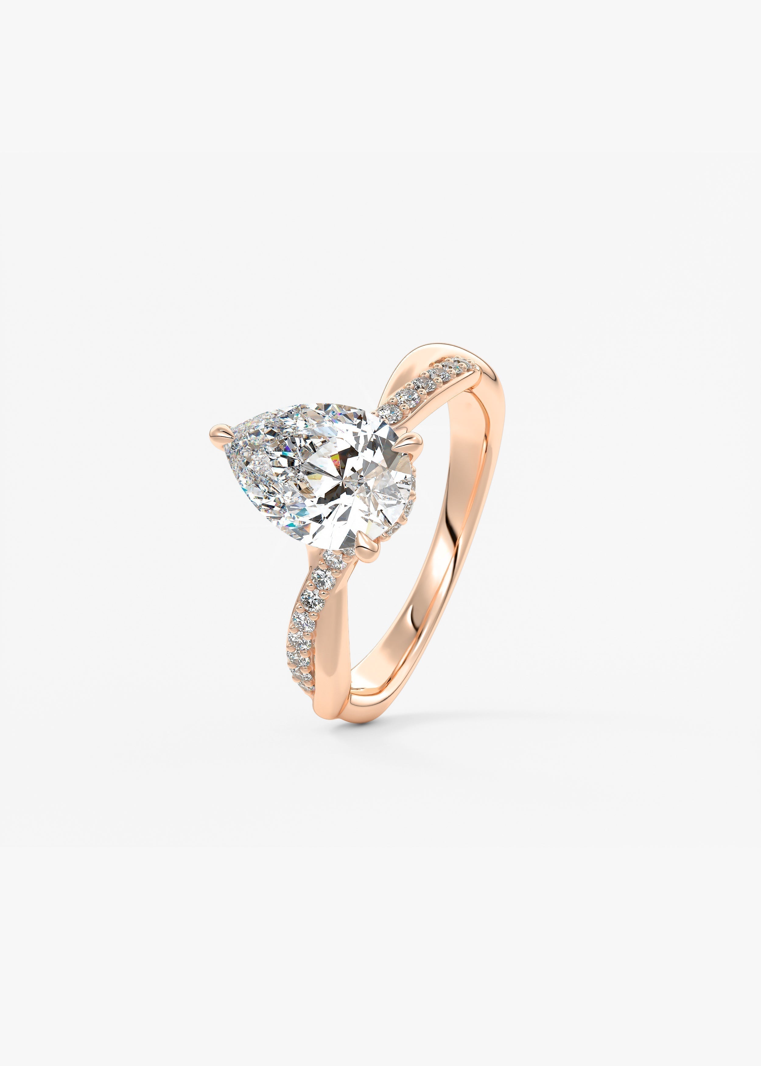 Pear Twisted Pave Lab Grown Diamond Engagement Ring