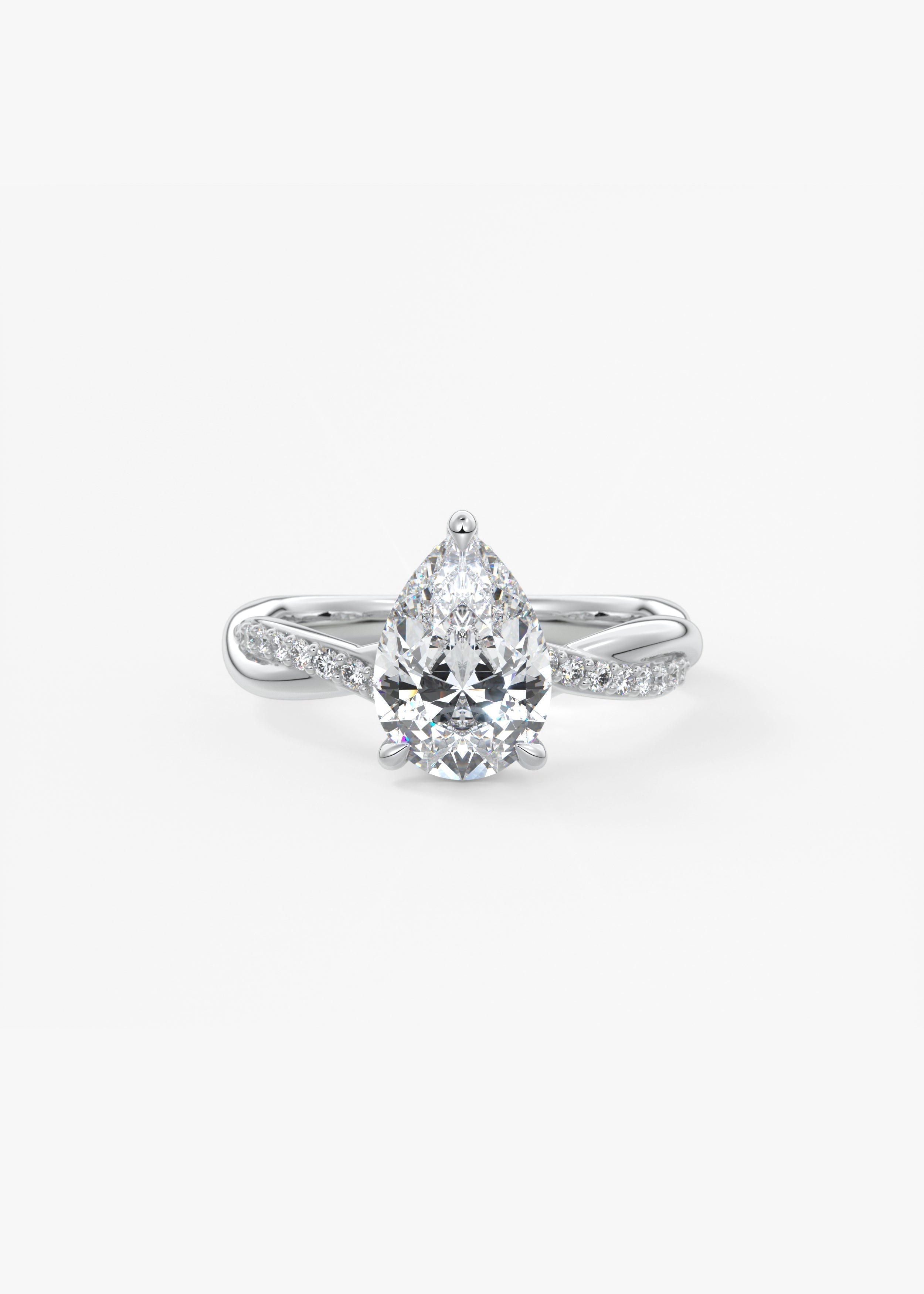 Pear Twisted Pave Lab Grown Diamond Engagement Ring