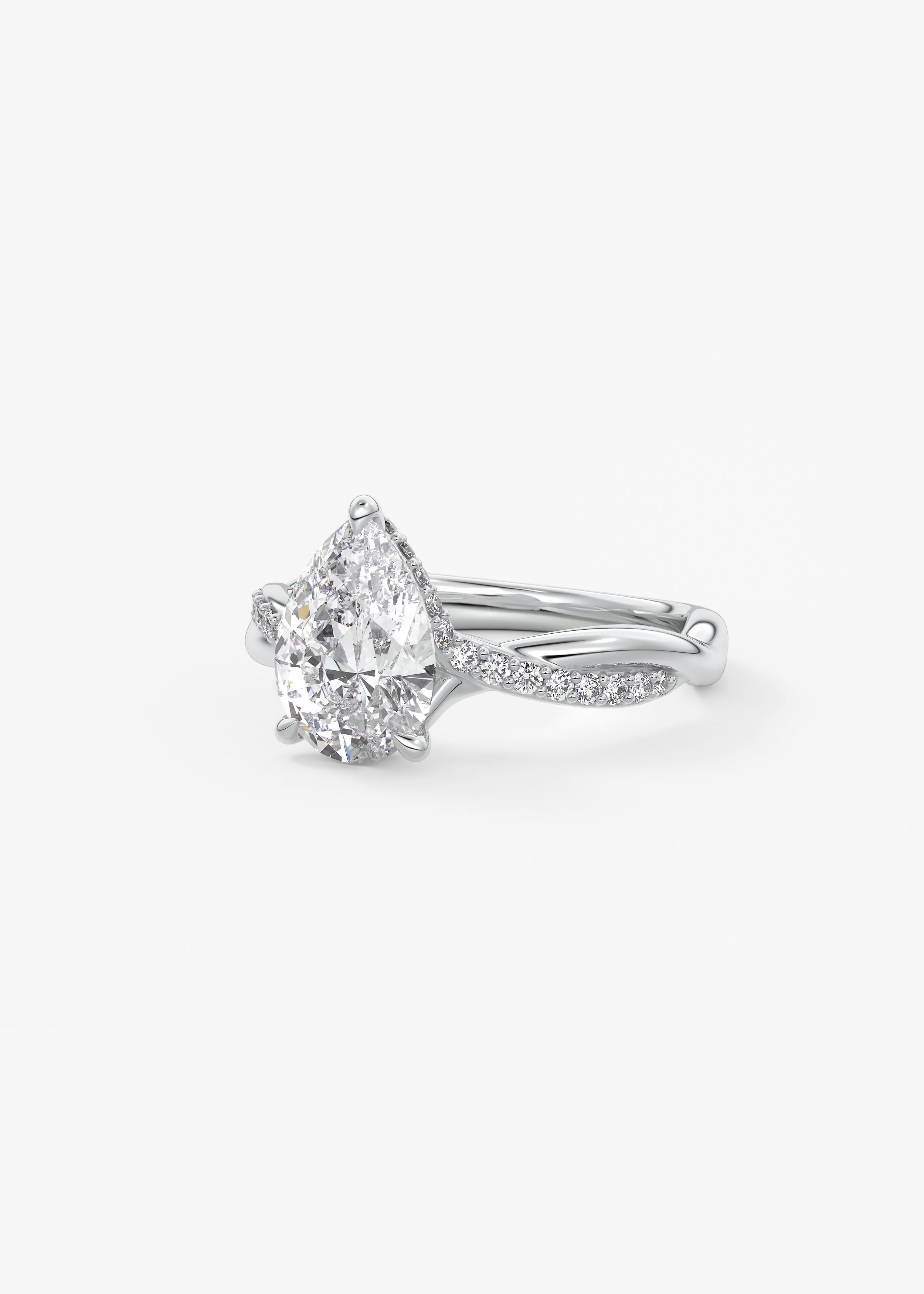 Pear Twisted Pave Lab Grown Diamond Engagement Ring