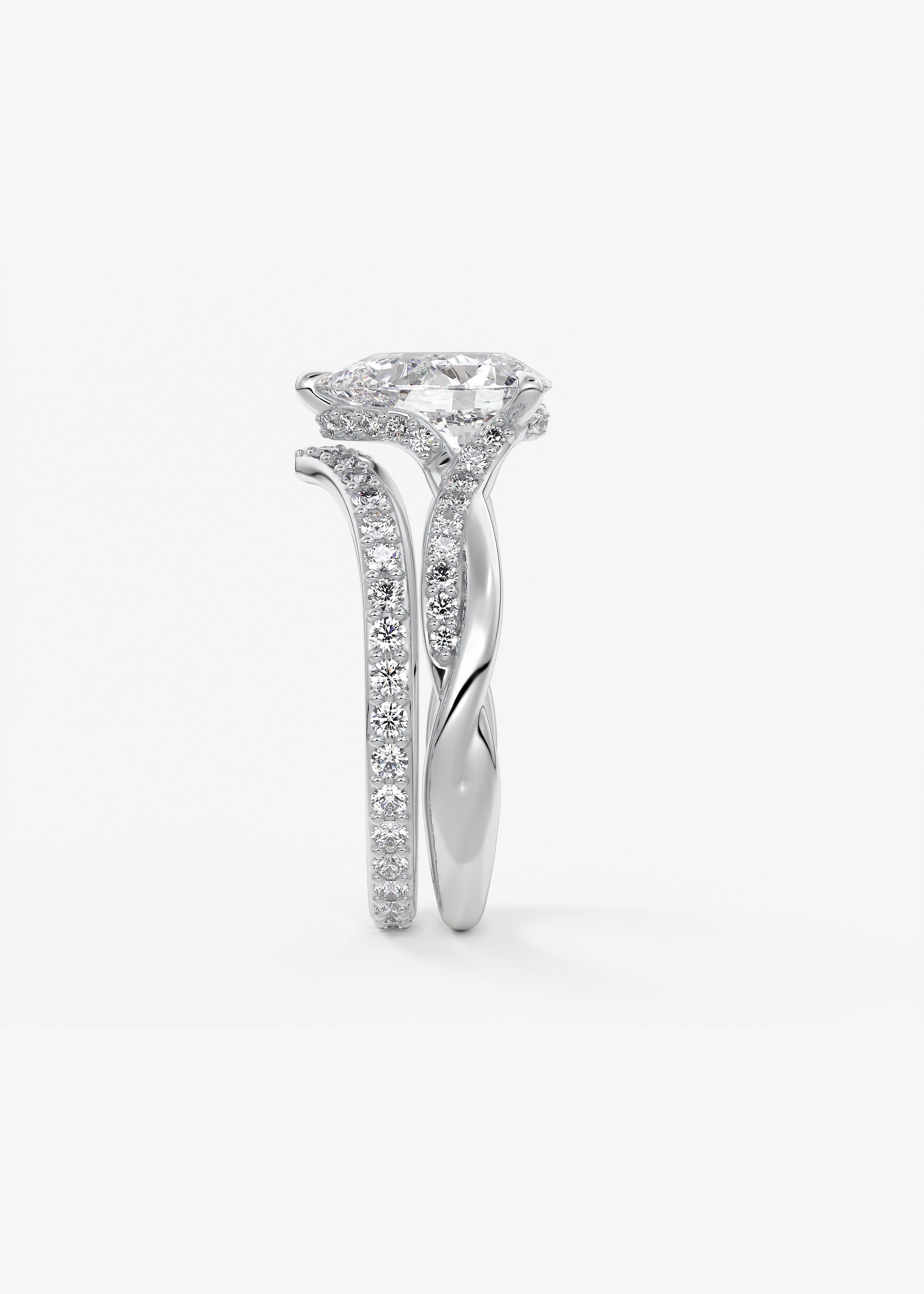 Pear Twisted Pave Lab Grown Diamond Engagement Ring