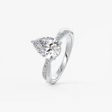 Pear Twisted Pave Lab Grown Diamond Engagement Ring