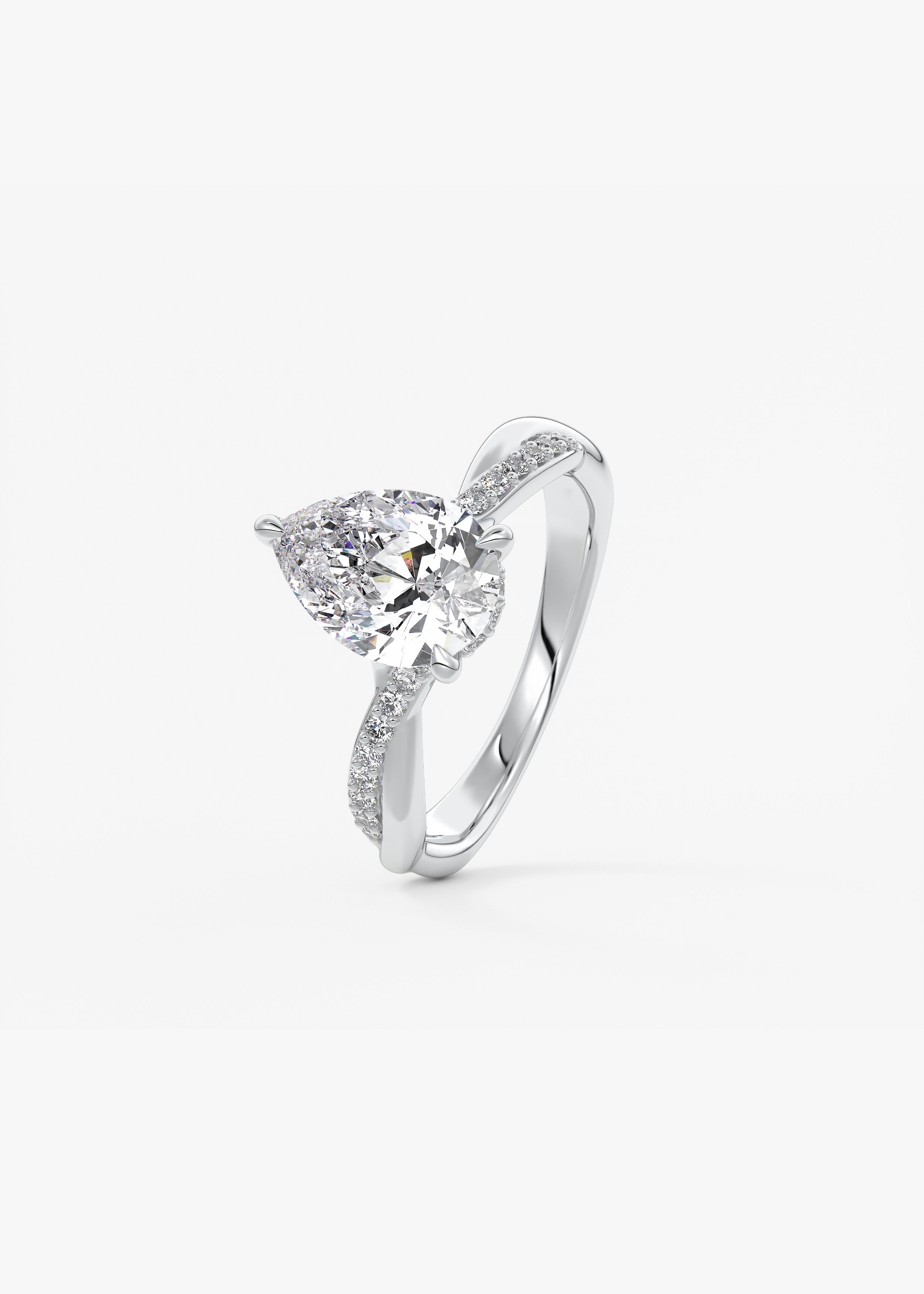 Pear Twisted Pave Lab Grown Diamond Engagement Ring