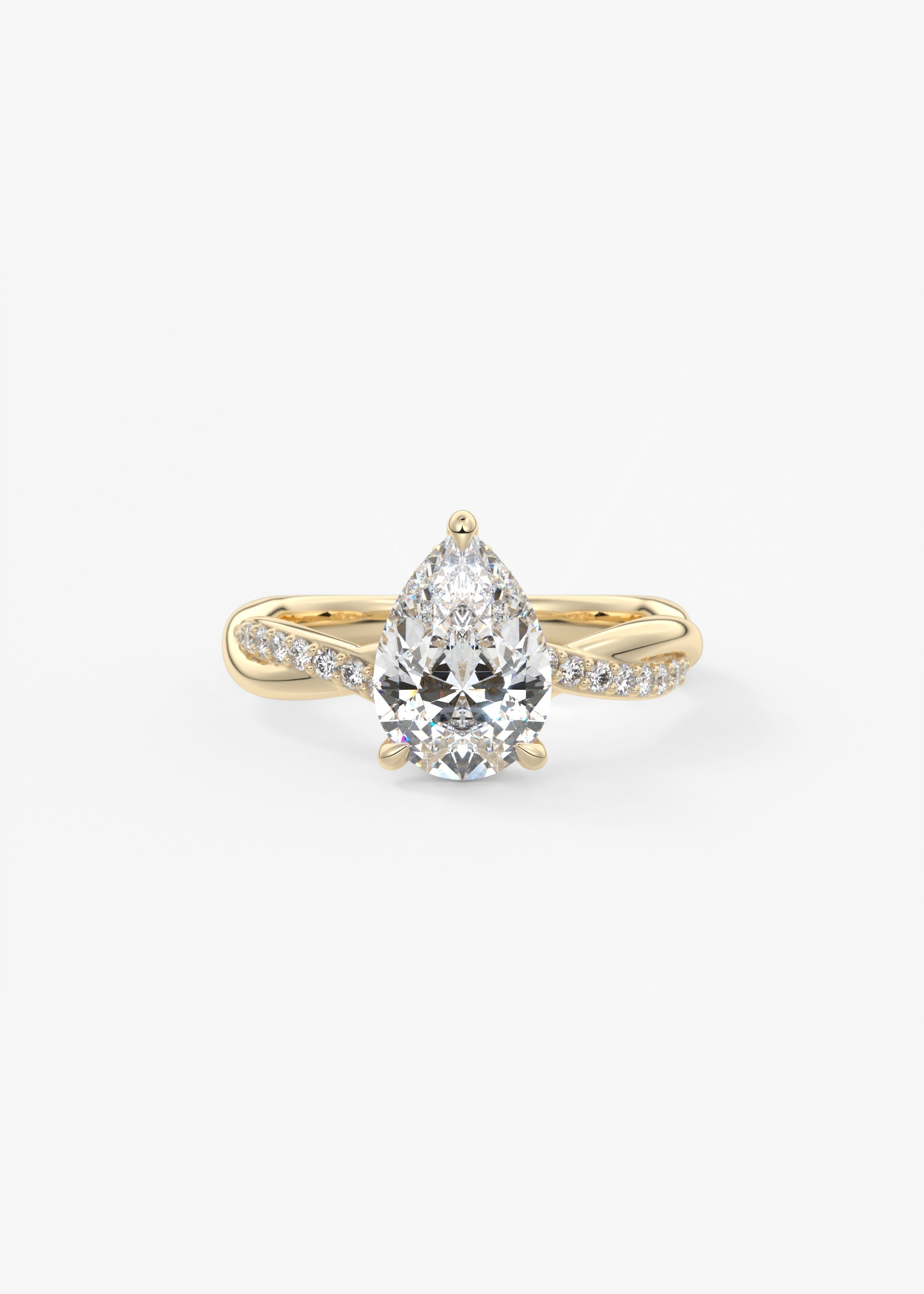 Pear Twisted Pave Lab Grown Diamond Engagement Ring