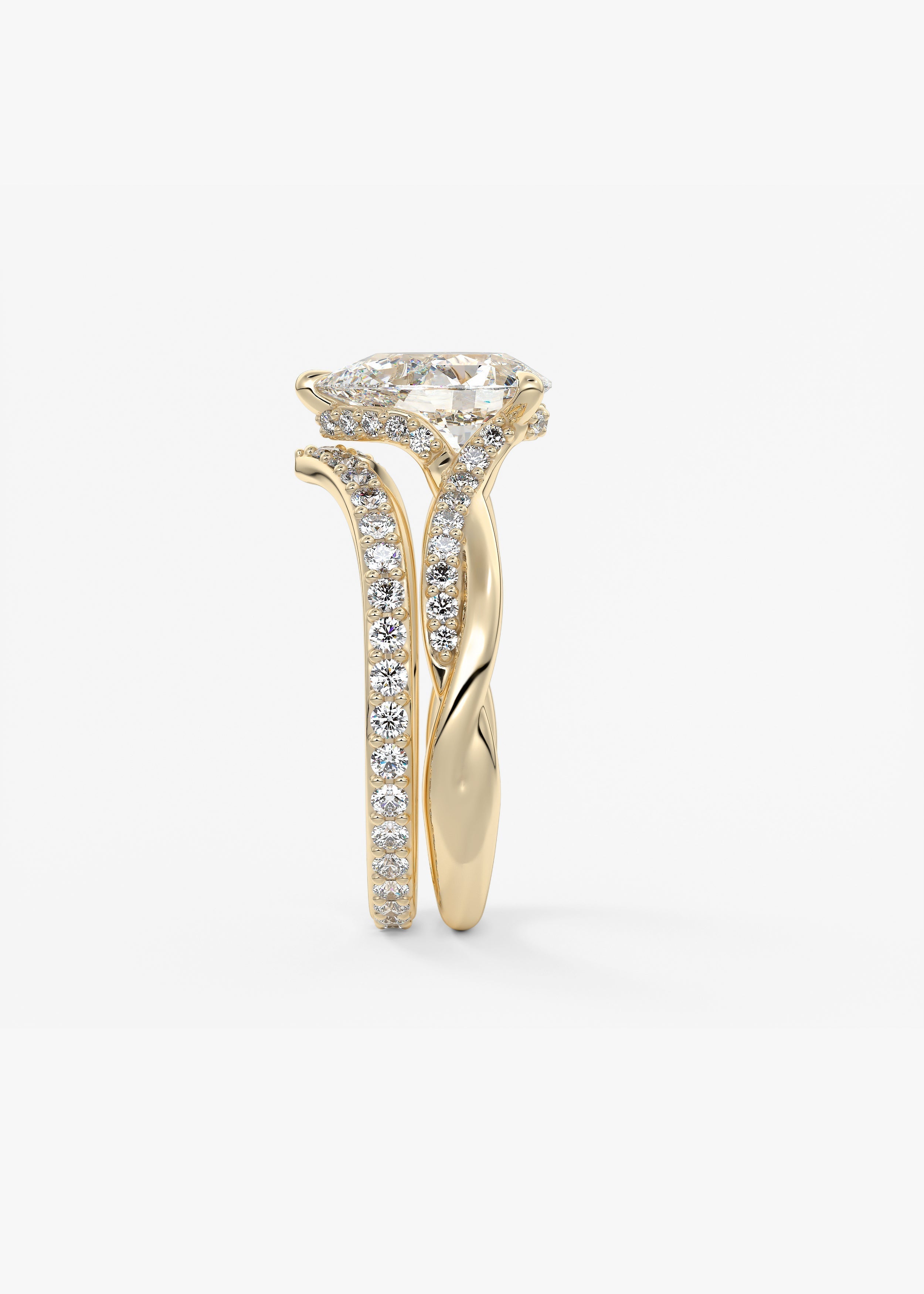 Pear Twisted Pave Lab Grown Diamond Engagement Ring