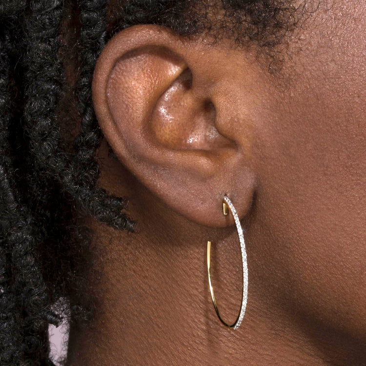 2.0 TCW Round Cut Moissanite Large Hoops Earrings in Gold 5
