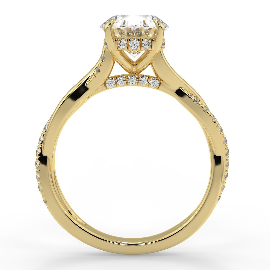 Stunning 2.11 CT Oval Moissanite Engagement Ring with Hidden Halo & Twisted Pave Design 3