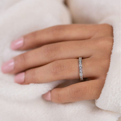 Stunning 0.3 TCW Round Moissanite Stones Channel Wedding Band 5