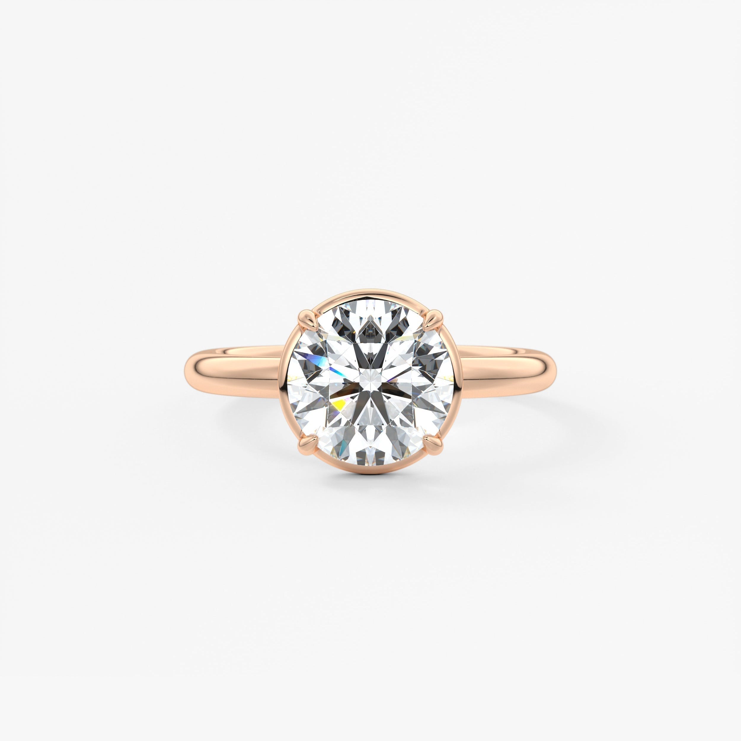 Round Bezel Lab Grown Diamond Engagement Ring
